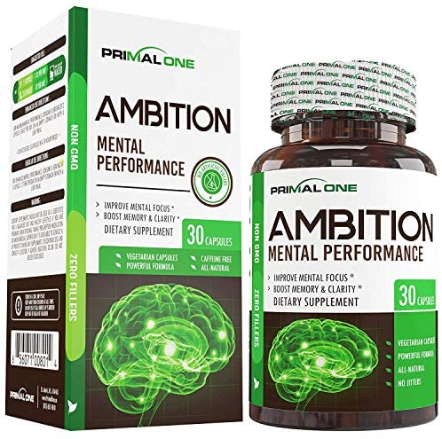 Ambition Nootropic Brain Booster Supplement - Enhance Focus, Boost Memory & Clarity - Achieve Peak Mental Performance w/CDP Choline, Neurofactor, & More - 30 Natural Veggie Pills